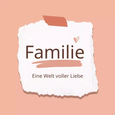 Eine niedliche Familie Liebe Zitat Post in rosa und weiß