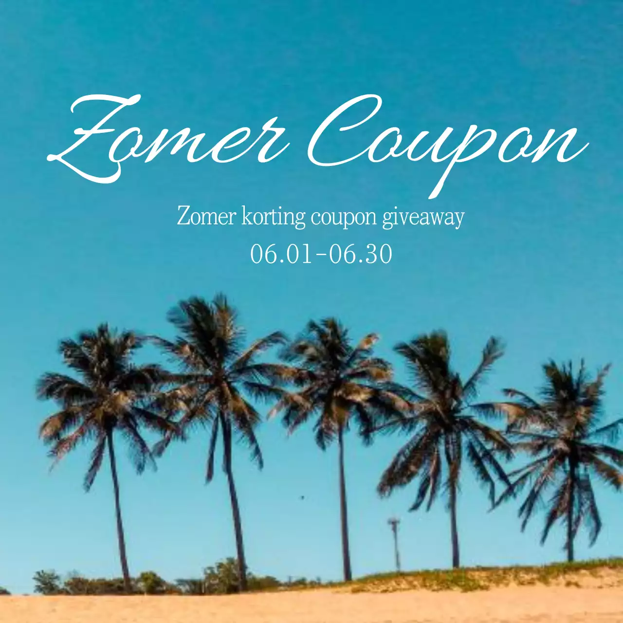 Een eenvoudige, lichtblauwe en mintkleurige zomervoucher weggeefadvertentie