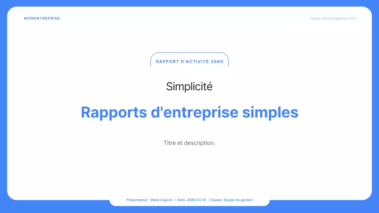 Rapports d'entreprise simples en bleu