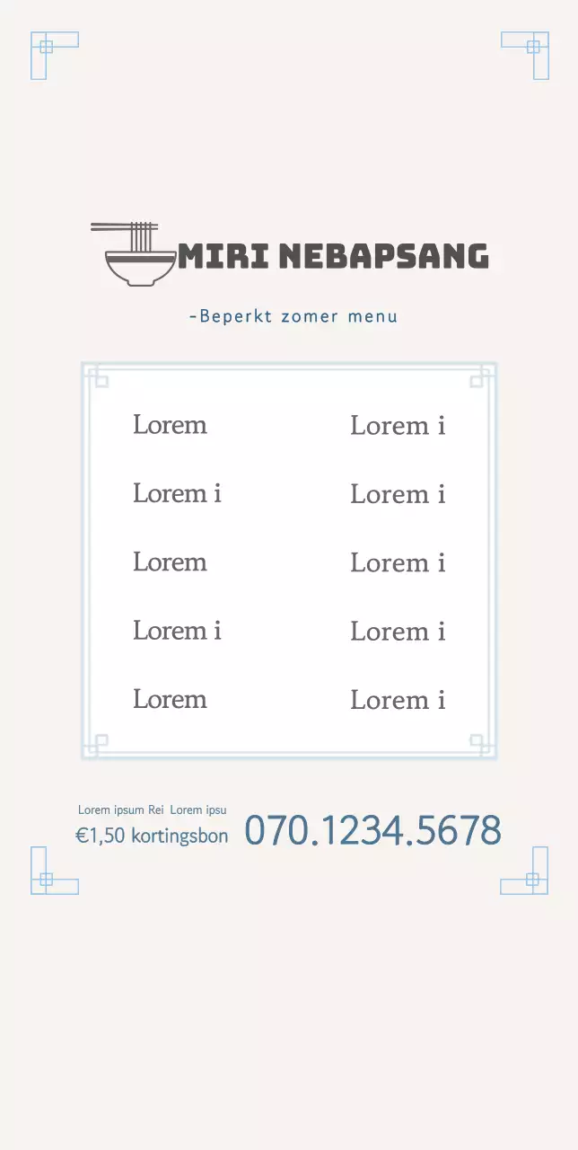 Informatie zomermenu Stand POP Type B