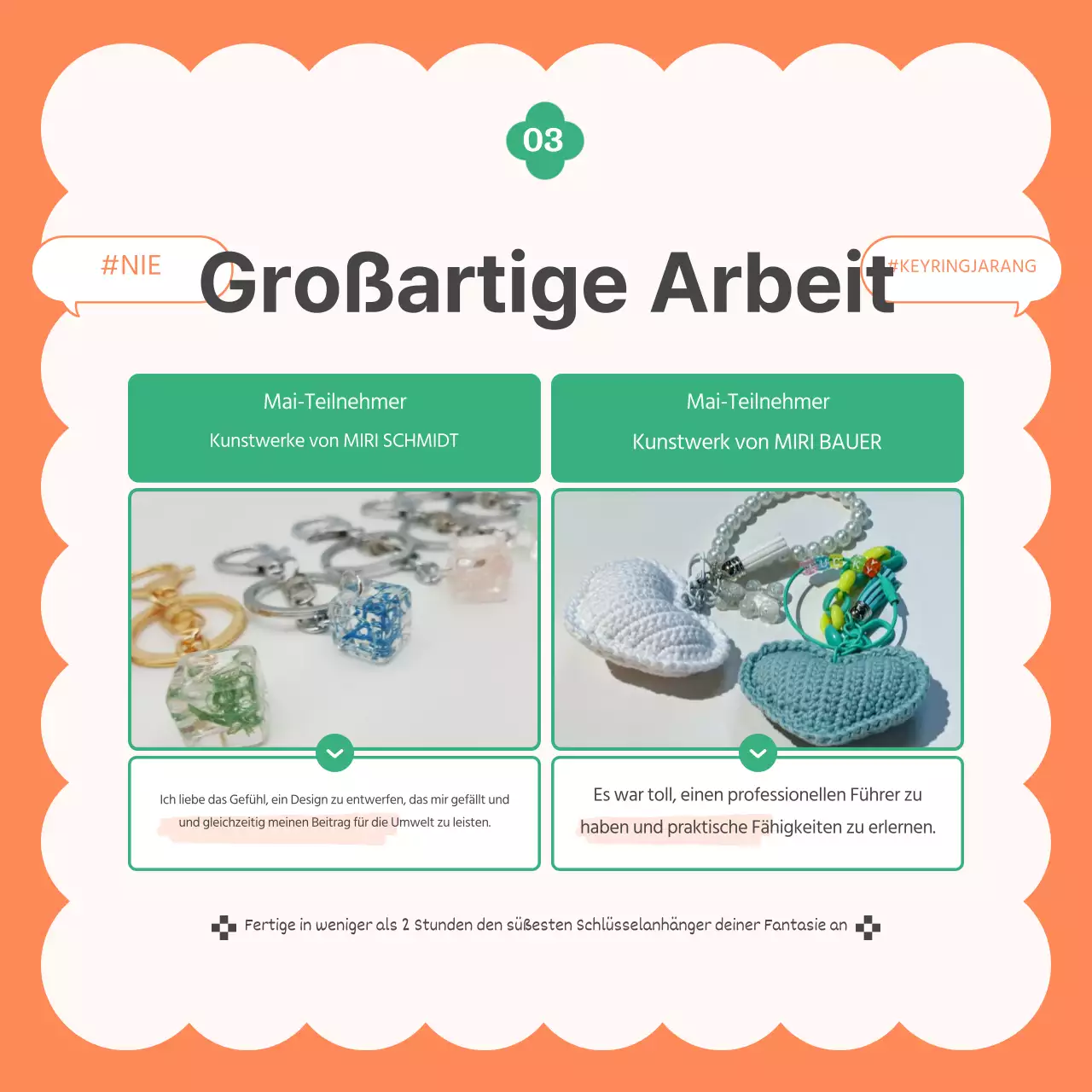 Erstellen Sie moderne Upcycling-Produkte in Orange und Grün Post