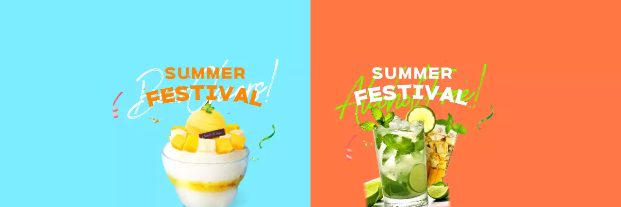 夏祭りをコンセプトにしたドリンクとレタリングフレーズ