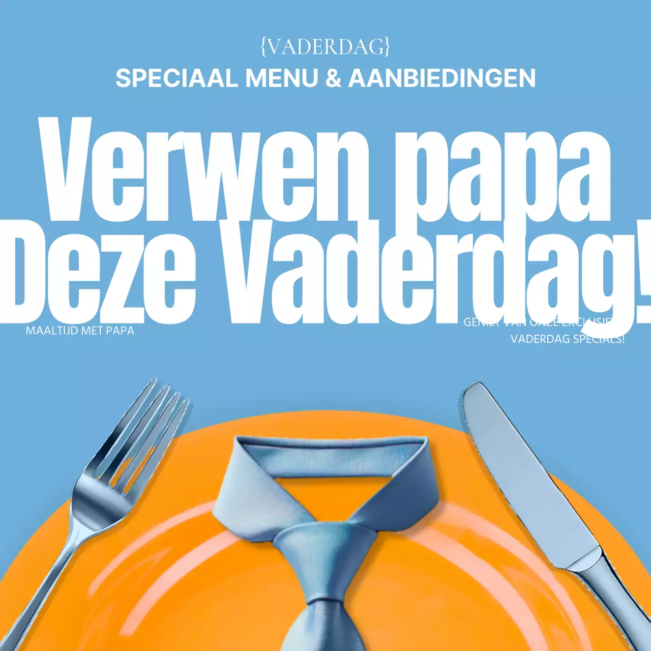 Promoot een trendy Vaderdagmenu in lichtblauw en oranje
