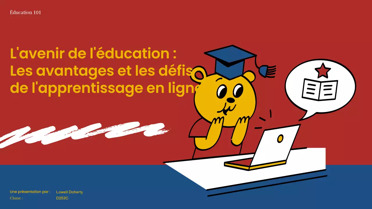 Matériel d'apprentissage en ligne simple bleu et rouge