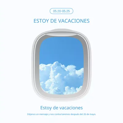 Un sencillo anuncio de vacaciones en azul claro y gris