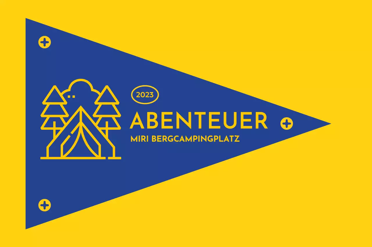 Gestaltung eines Campingplatzes mit illustrierten Symbolen