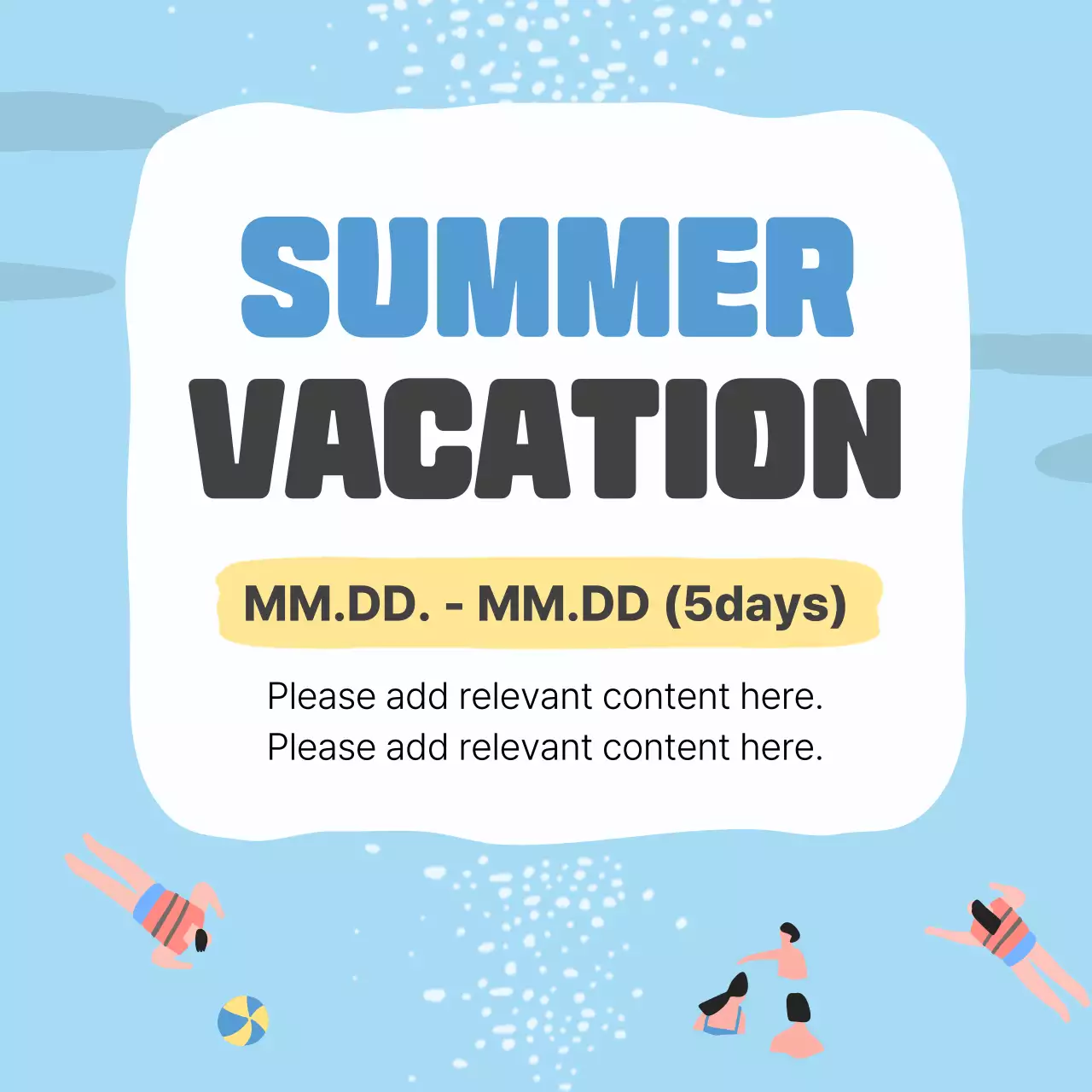 Blue Simple Vacation Announcement Social Media Post