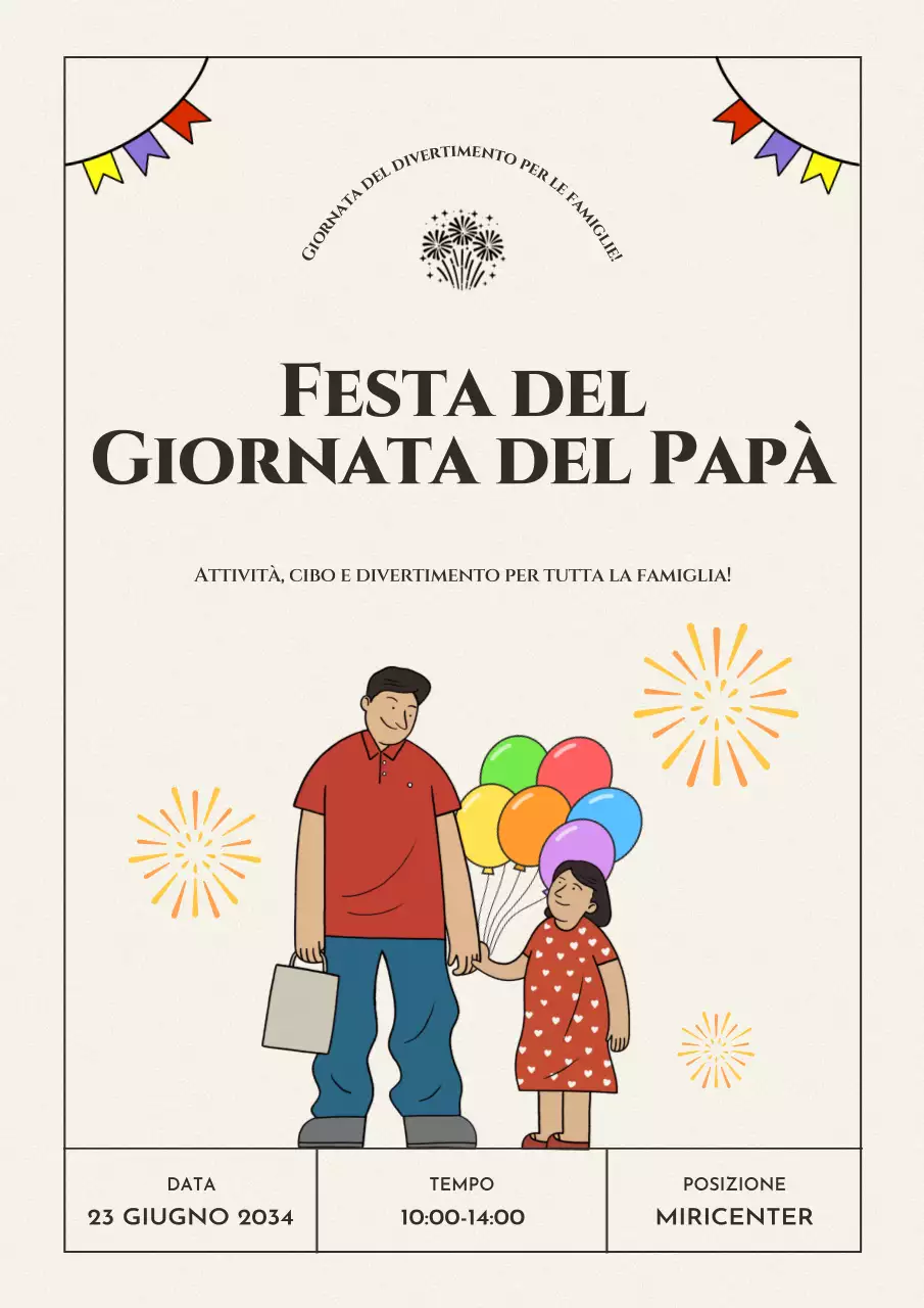 Promuovere un evento moderno per la festa del papà in avorio e nero