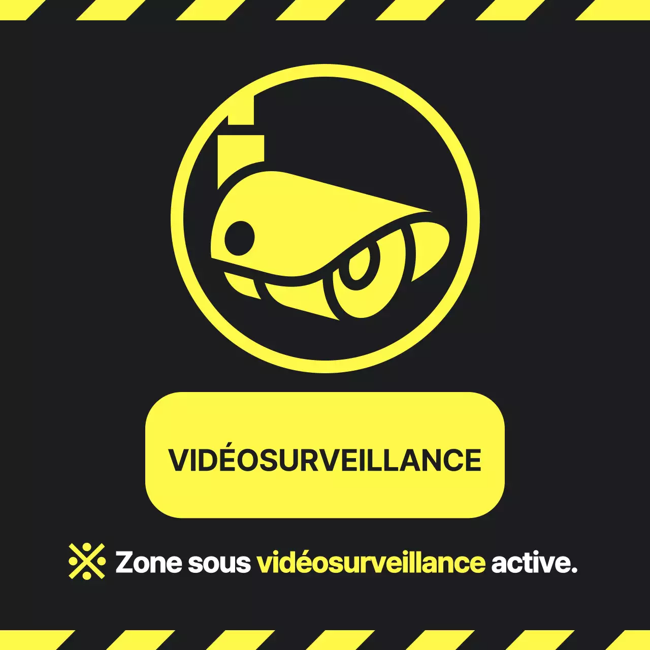 Un simple avertissement noir et jaune pendant le tournage d'un film de télévision en circuit fermé