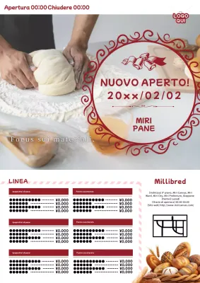 Pubblicità di panetteria semplice e di classe in bianco e rosso