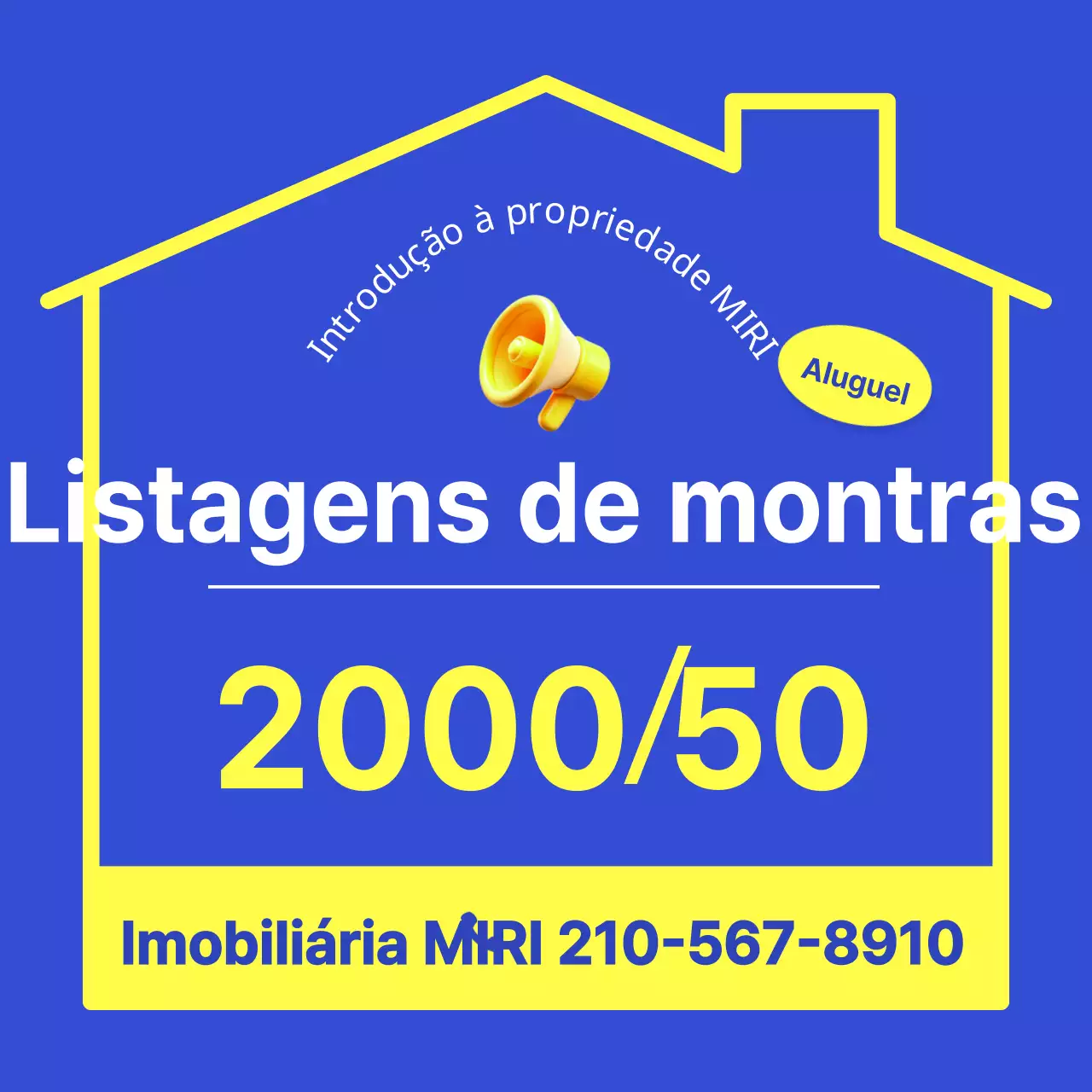 Listagens simples de imóveis em amarelo e azul