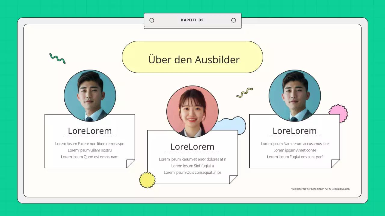 Kitschiger mint-gelber Schulprospekt