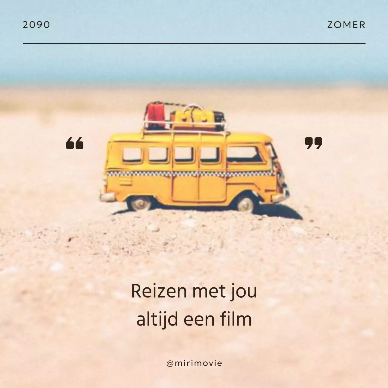 Minimalistische reisbus vakantie in beige en zwarte post