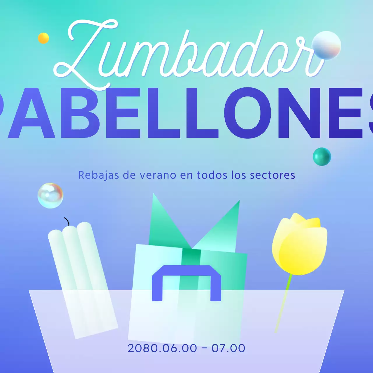 Promocione eventos veraniegos con toques de morado y azul