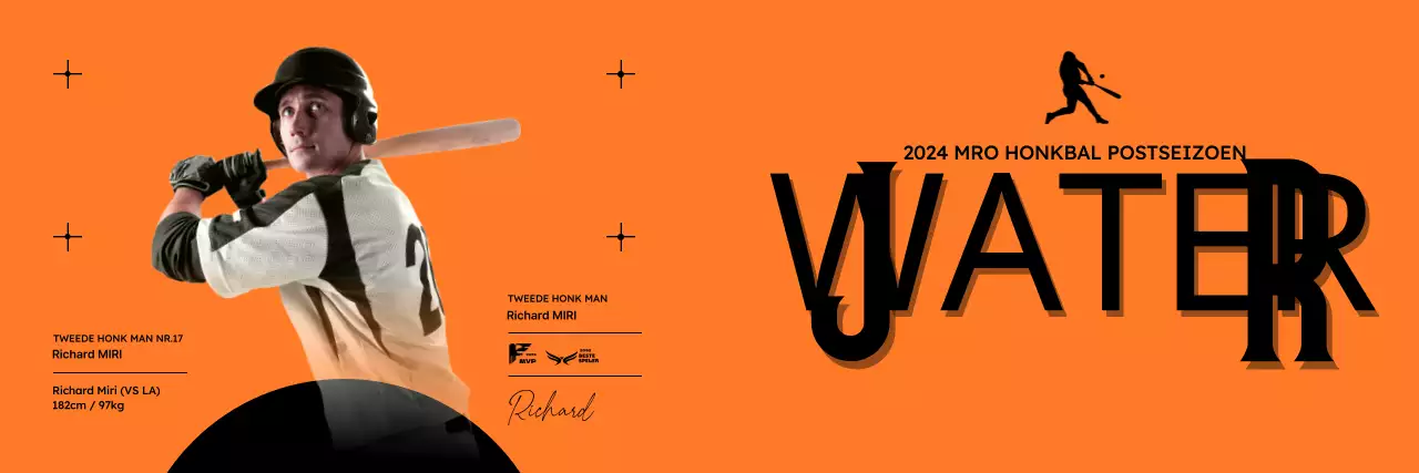 Sportontwerp met honkbalteamnamen en spelersfoto's