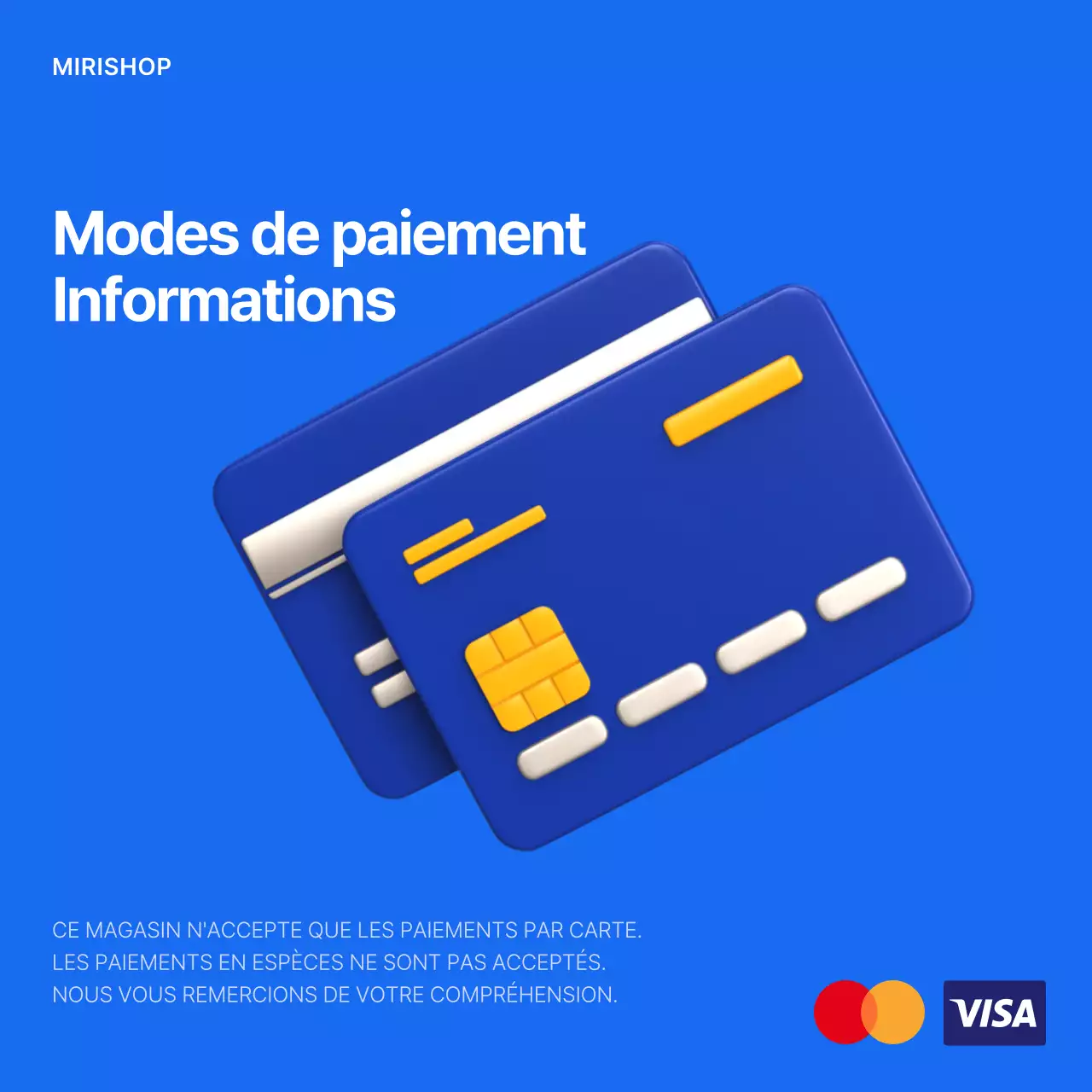 Un simple avis de paiement par carte bleu et blanc