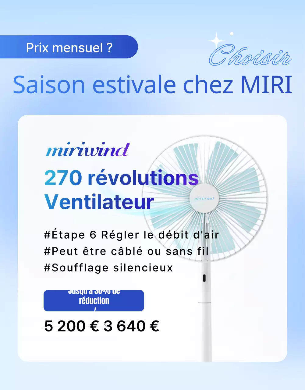 Promouvoir un étalage de marchandises estival avec des couleurs bleu et bleu clair très tendance