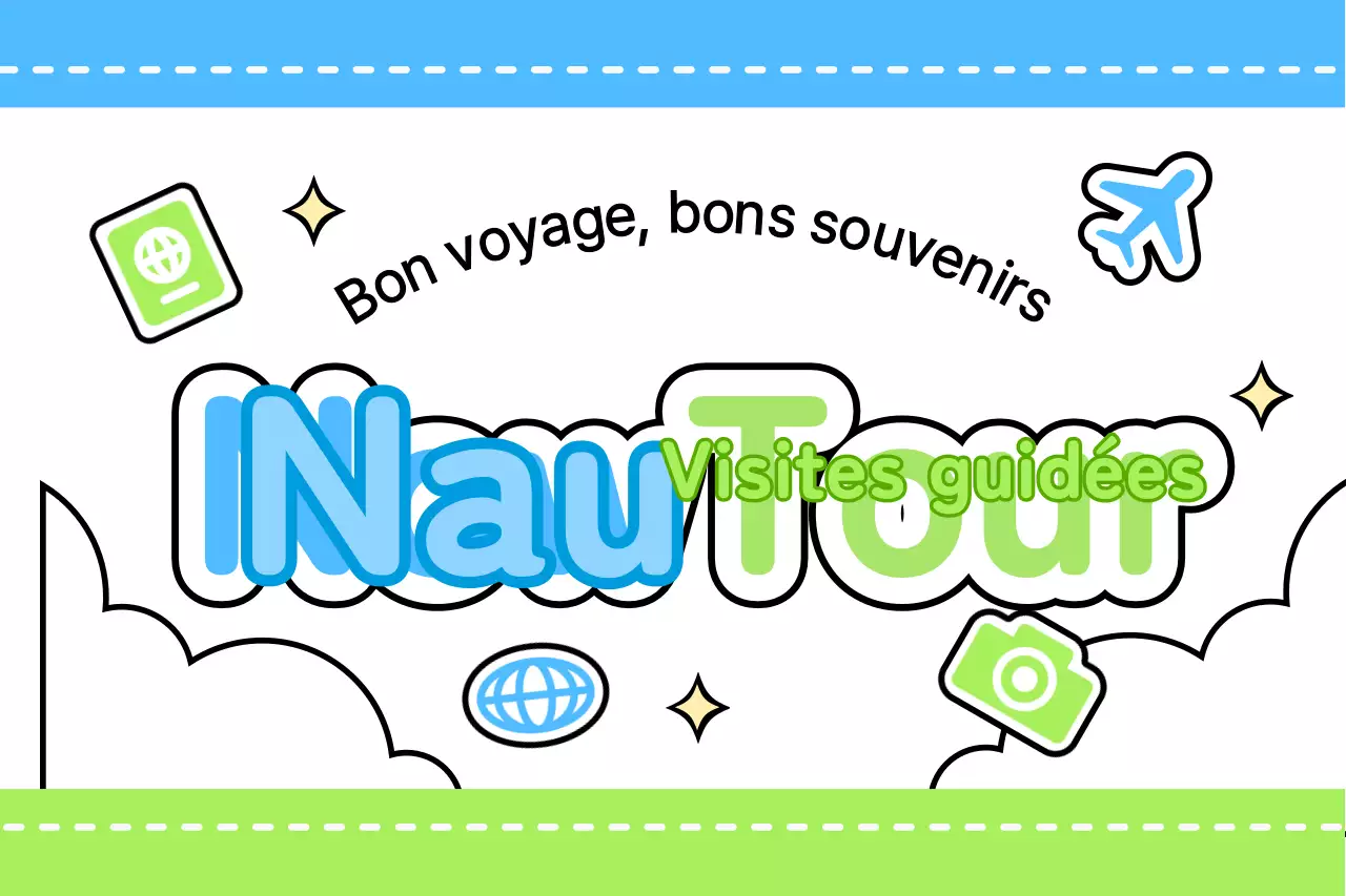 Créez un guide touristique mignon avec des nuages et différentes icônes.