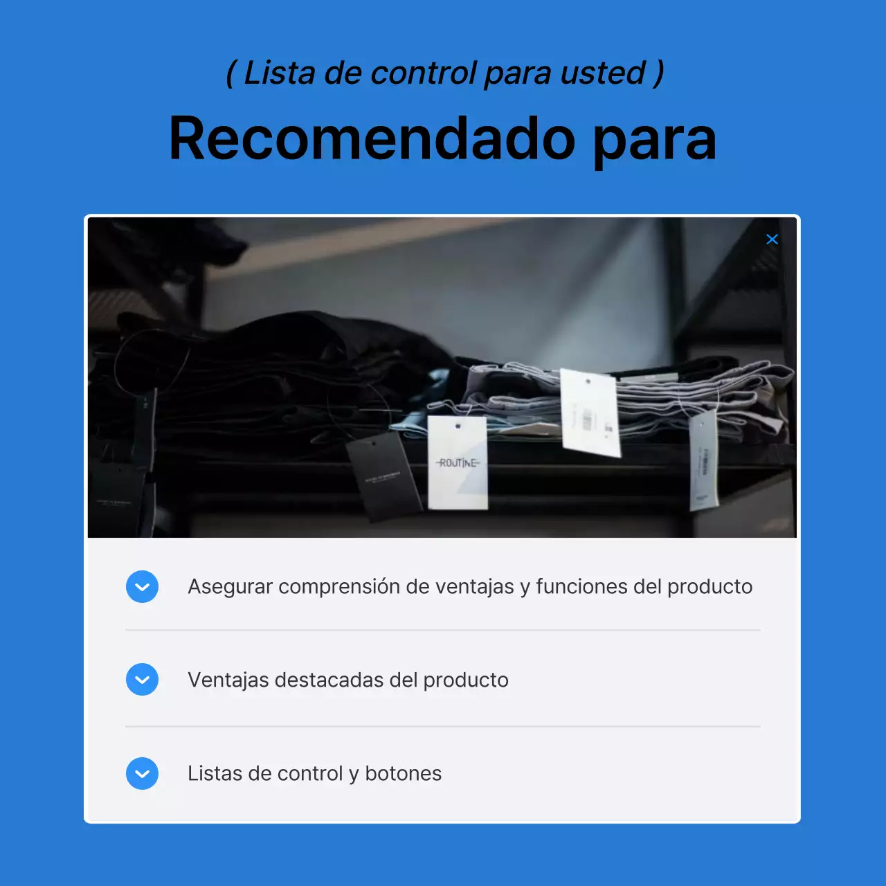 Promueva los puntos de control de moda en azul y blanco