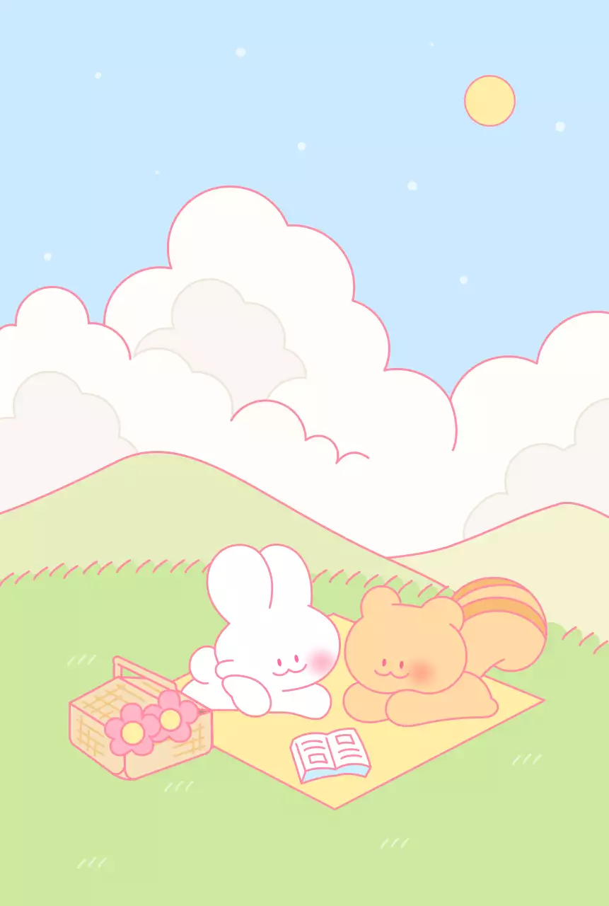 パステルカラーのかわいいウサギとリスのイラストが描かれたデコレーショングッズ。