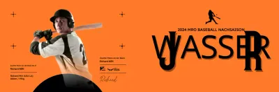 Sportdesign mit Namen von Baseballmannschaften und Spielerfotos