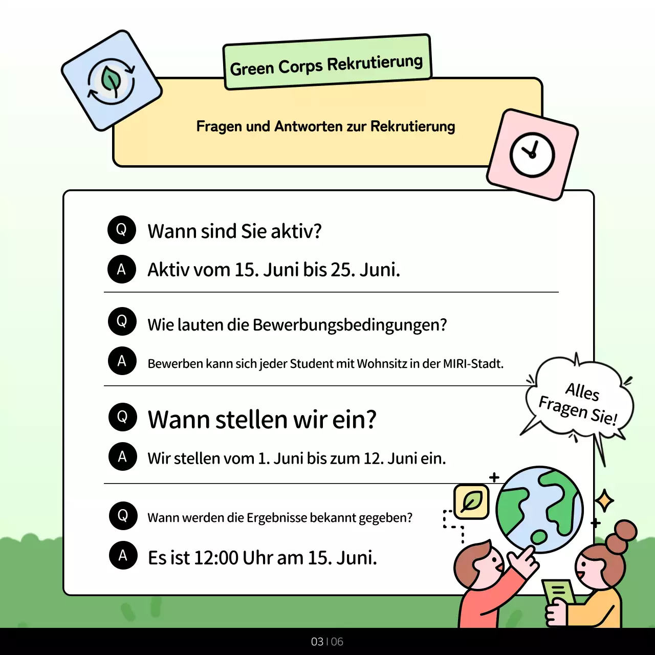 Förderung der Farben Grün und Chartreuse der Umweltkorps des öffentlichen Sektors