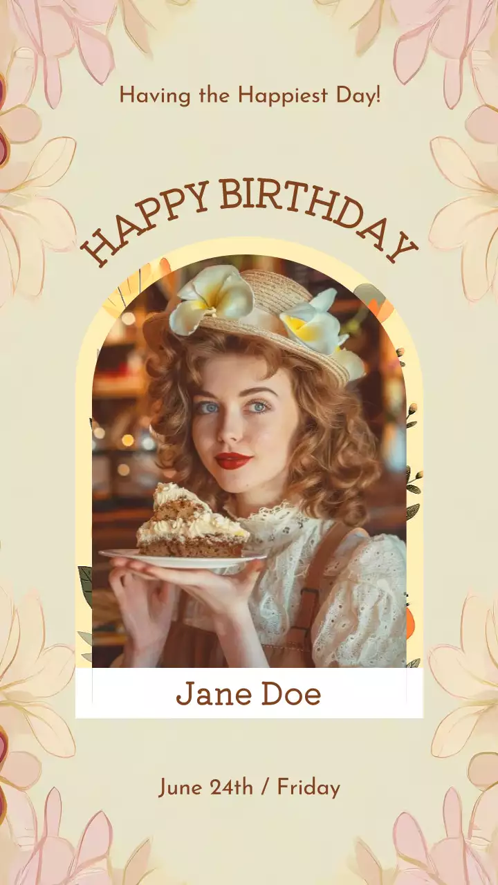 Beige Vintage Birthday Invitation Instagram Post