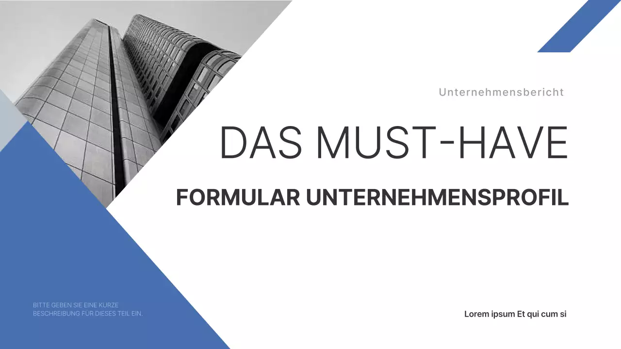 Ein einfacher Unternehmensbericht in Blau und Hellblau