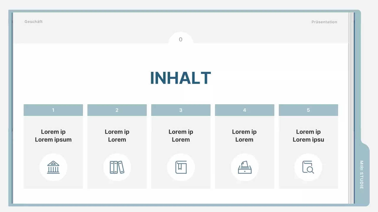 Ein einfacher Ausbildungsprospekt in Hellblau und Grau