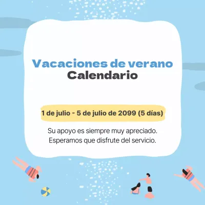 Información sencilla sobre las vacaciones en azul claro