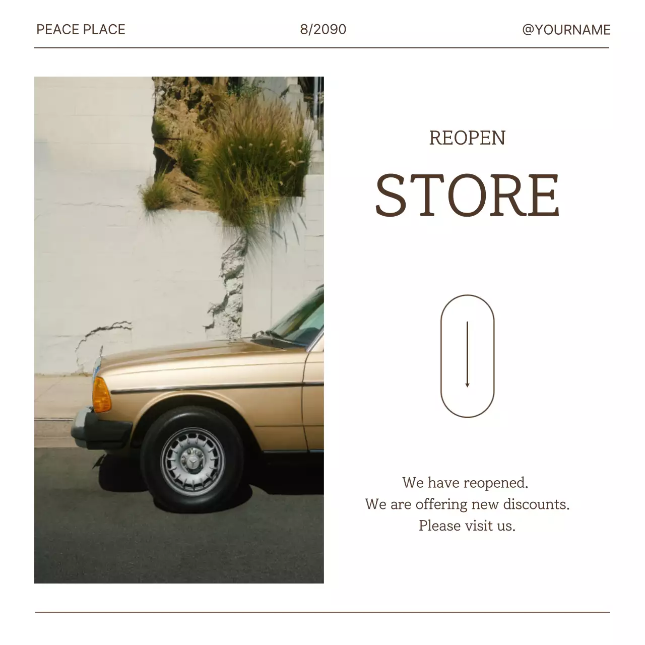 Modern open discount post in brown and white