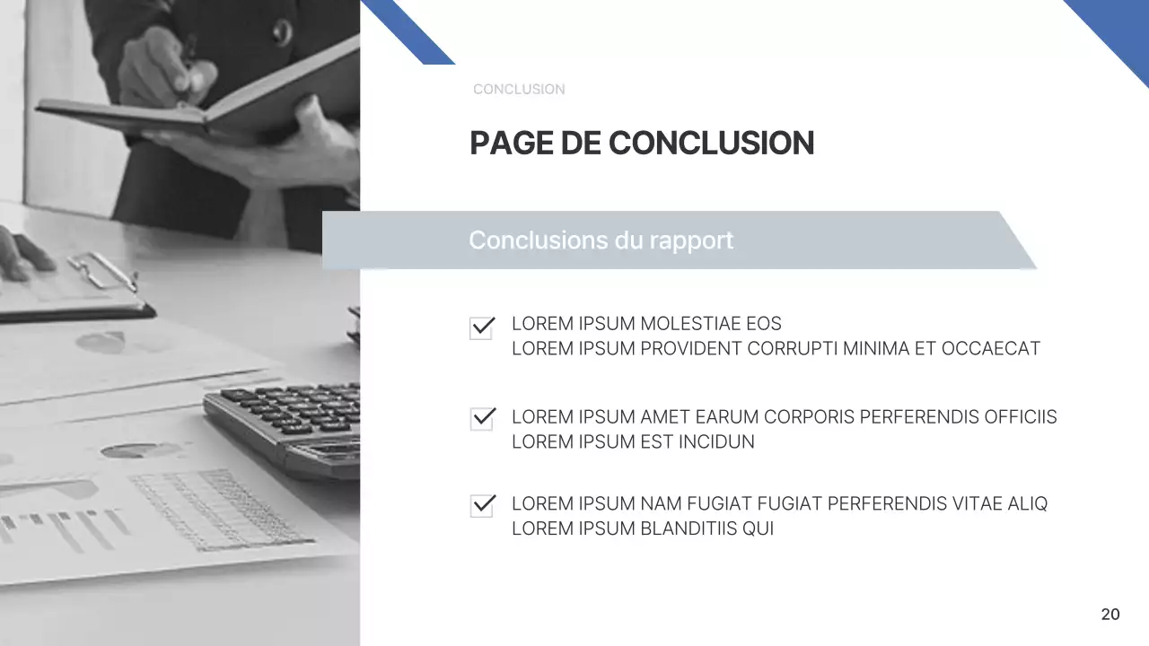 Un rapport d'entreprise simple en bleu et bleu clair