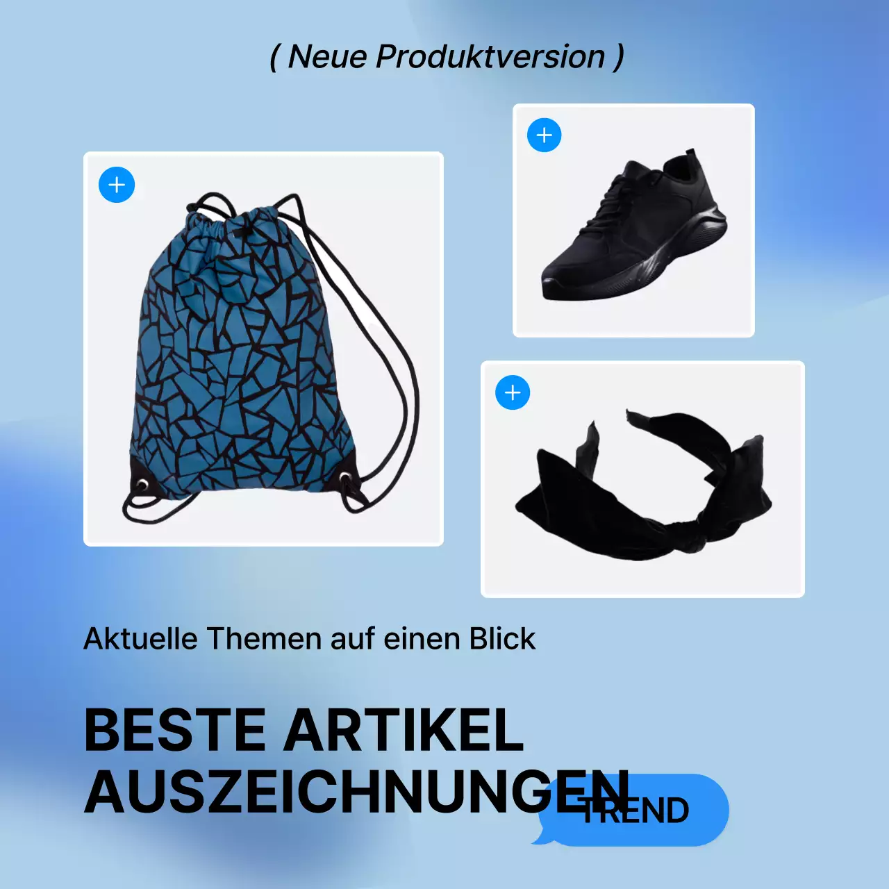 Eine trendige Modehülle in Blau und Weiß