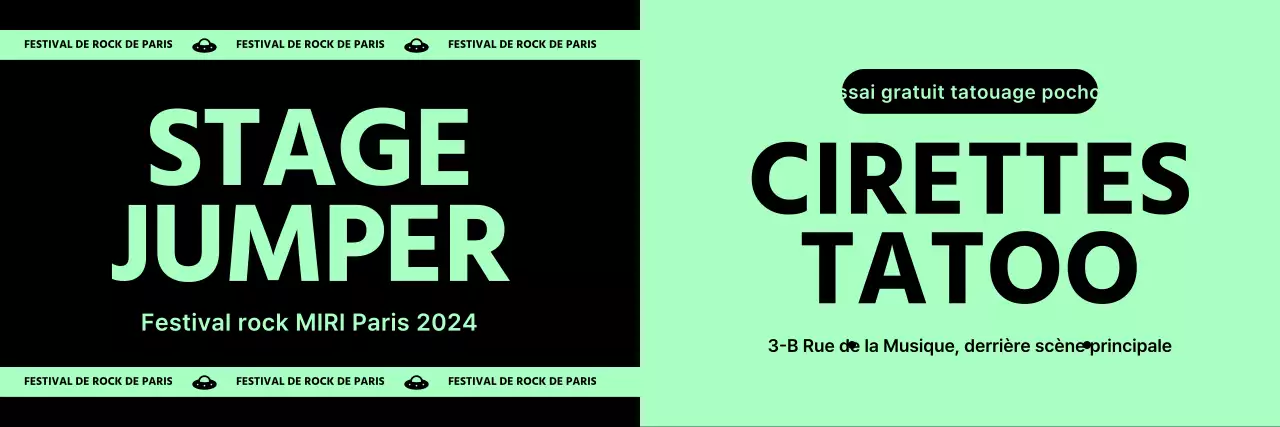 Conception d'un festival utilisant une palette de couleurs bicolores noir et pastel