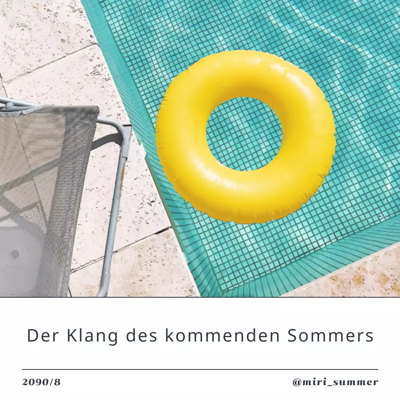 Moderne Poolparty in blau-weißer Post