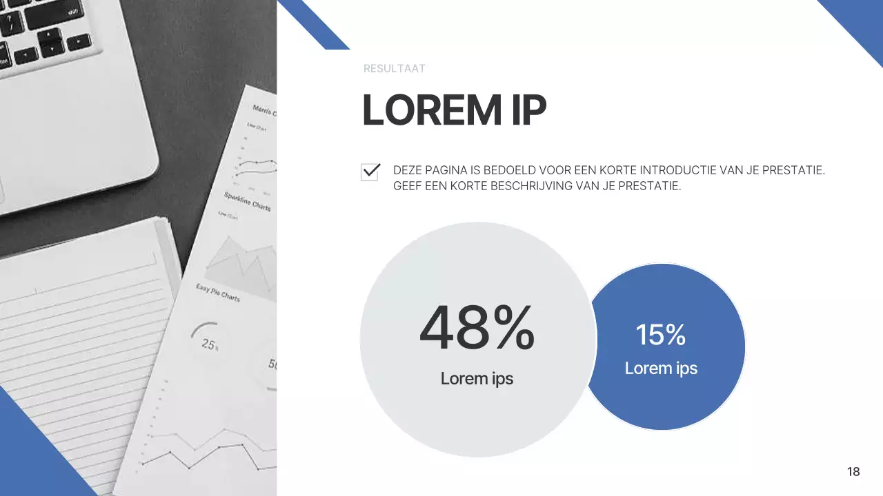 Een eenvoudig bedrijfsrapport in blauw en lichtblauw