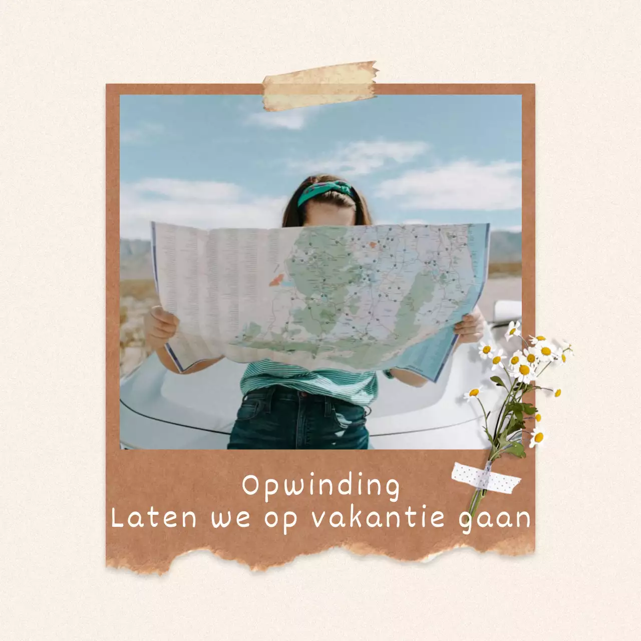 Een polaroidfoto van een gezellige vakantiepicknick in ivoor en wit