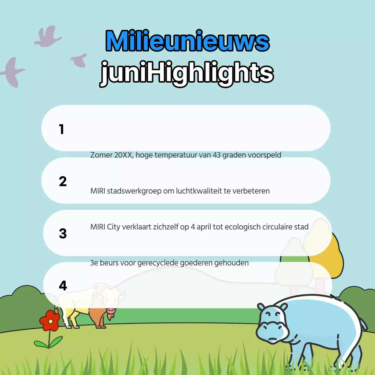 Onze nieuwsbrief met groen en lichtblauw milieunieuws van de maand