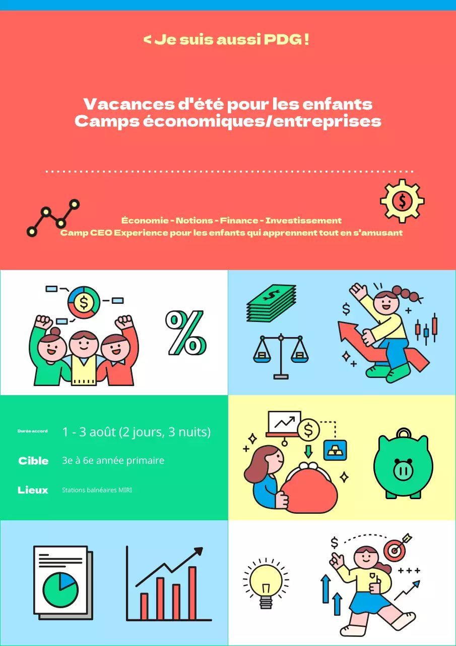 Promouvoir un camp économique kitsch en jaune et rose vif