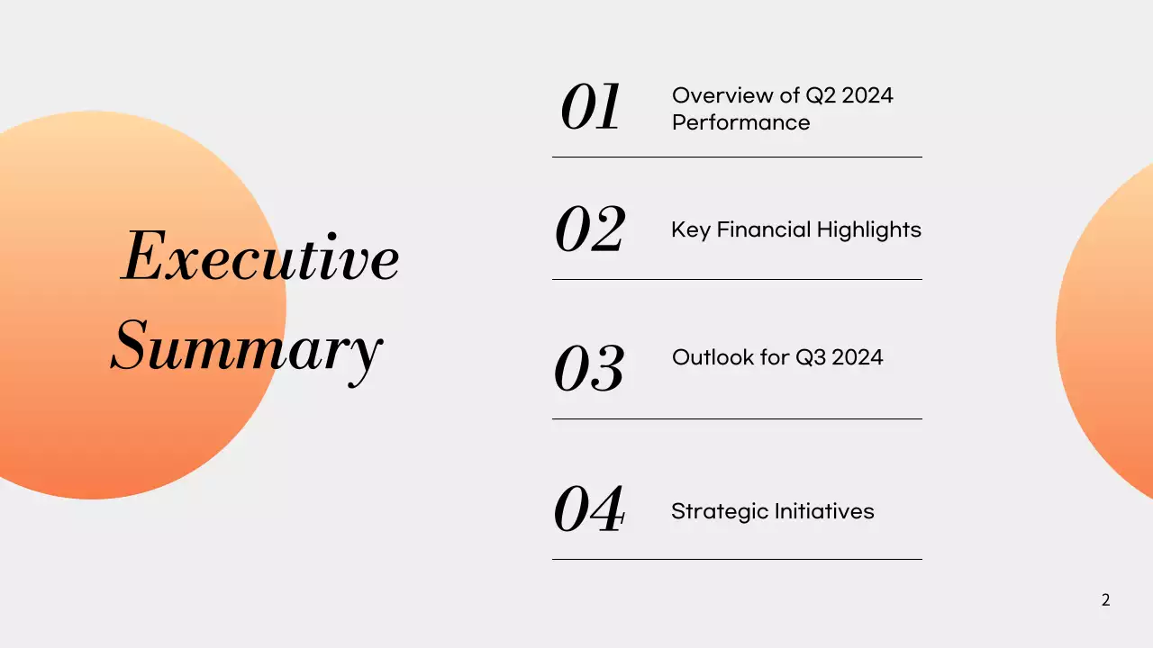 Orange Professional Financial Report Presentation