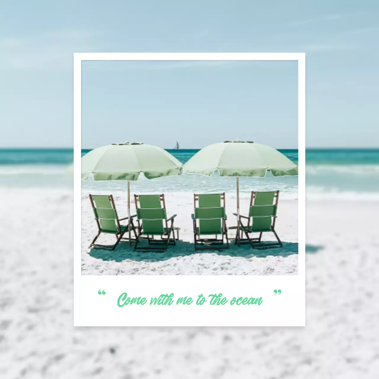 Mint Minimal Beach Invitation Social Media Post