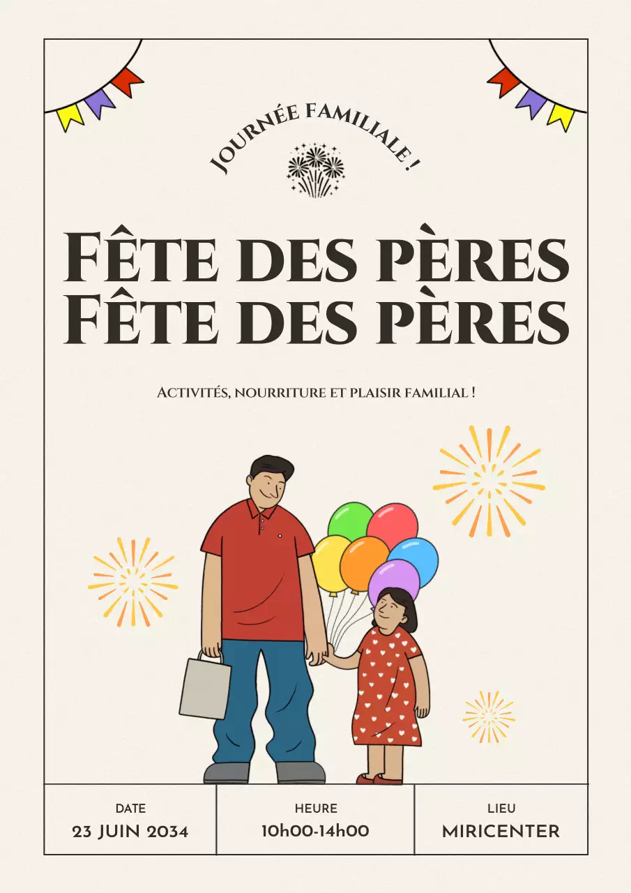 Promouvoir une fête des pères moderne en ivoire et noir