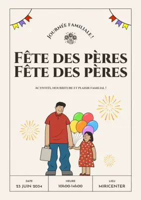 Promouvoir une fête des pères moderne en ivoire et noir