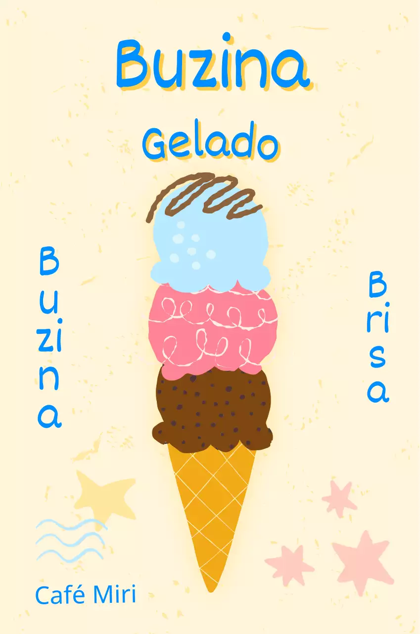 Sinalética fresca de gelado à beira-mar