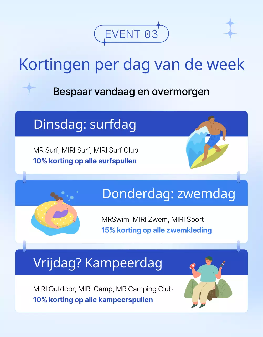 Promoot een zomerdisplay met trendy blauwe en lichtblauwe kleuren