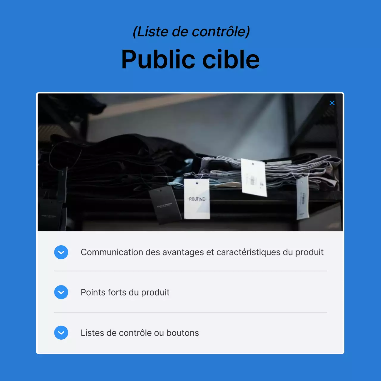 Promouvoir les points de contrôle de la mode en bleu et blanc