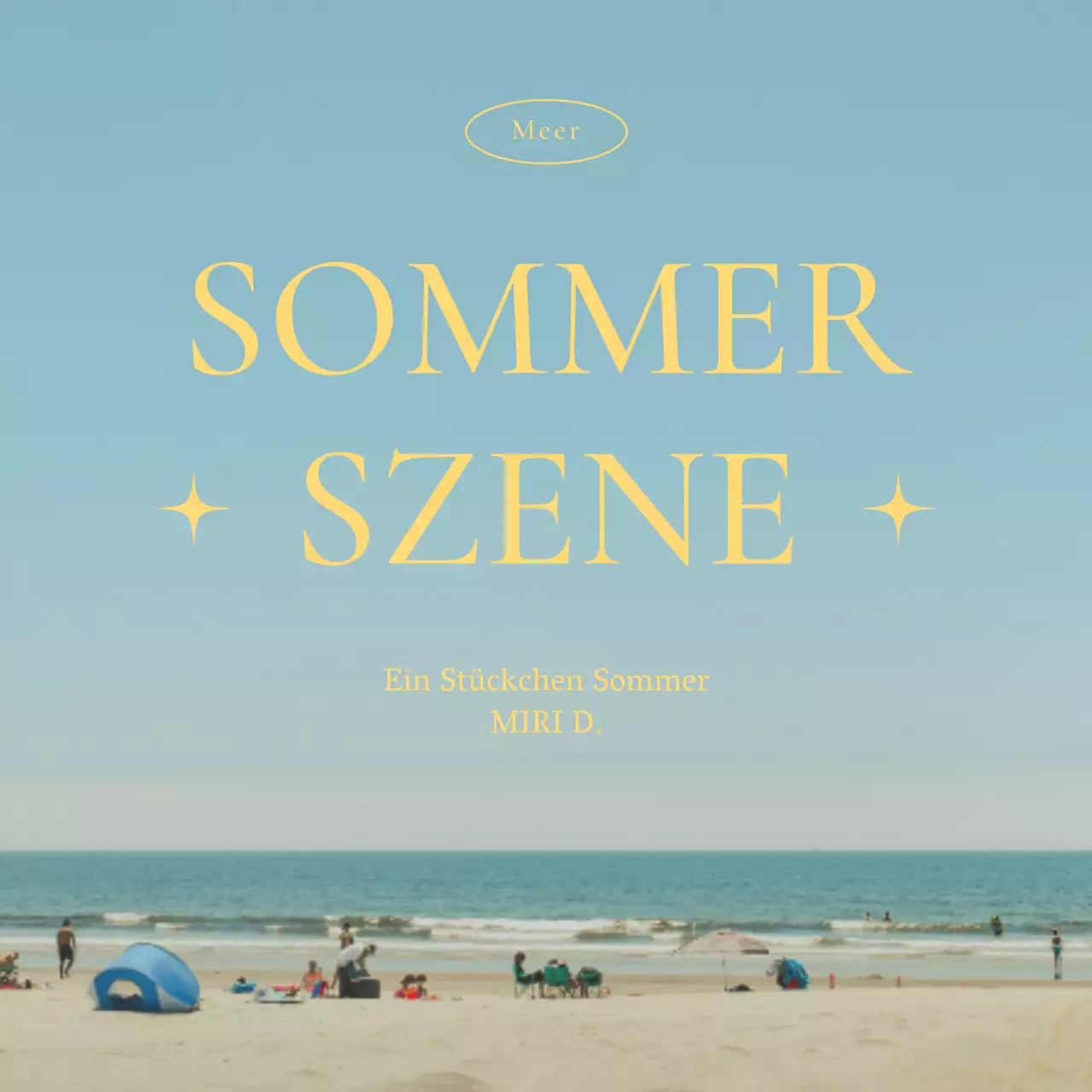 Kitschige Strandpost in Blau und Gelb