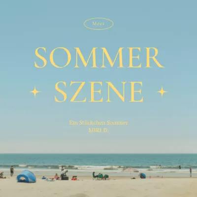 Kitschige Strandpost in Blau und Gelb