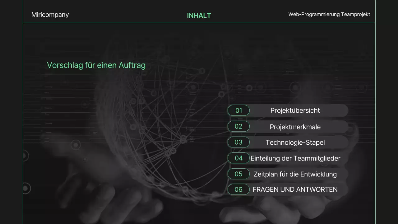Ein einfacher, schwarz-weißer Auftrag zur Webentwicklung