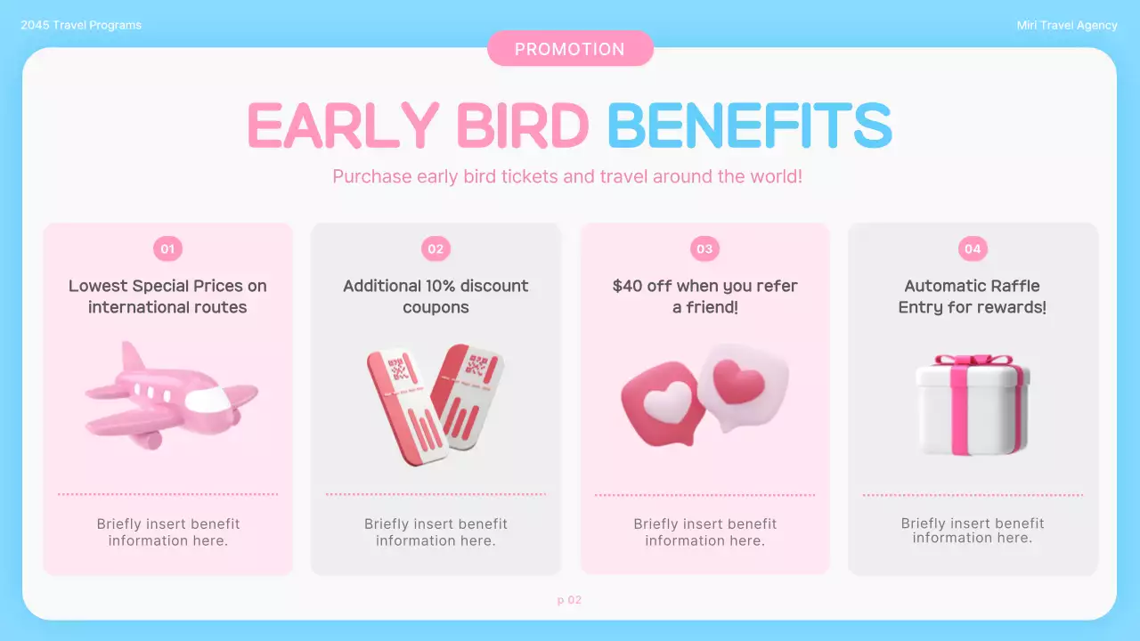 Promote a pretty spring travel promotion in light blue pink